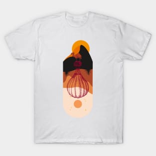 A Camel in the Desert Heat and Air Balloon Rising into the Night Gift Evergreen T-Shirt